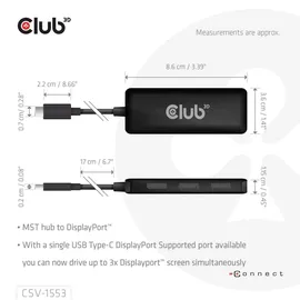 Club 3D USB Typ-C auf Dreifach DisplayPort MST Hub 4K60Hz