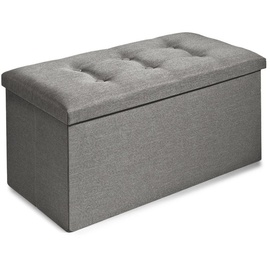 CELINATEX Falthocker XL 76 x 38 x 38 cm grau Sitzbank mit Stauraum Truhe faltbar mit Deckel gepolstert Aufbewahrungsbox