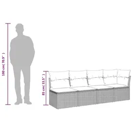 vidaXL Gartensofa mit Kissen 4-Sitzer Beige Poly Rattan