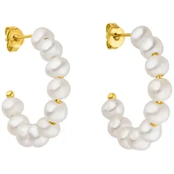 Paar Creolen PURELEI "Schmuck Geschenk Aina Ohrringe, 2125-Earring-Aina", gold (gelbgoldfarben, weiß), Ohrringe, Damen, Edelstahl-Perlen, Edelstahl, Perlen, mit Süßwasserzuchtperle