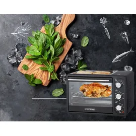 Steinborg 3in1 Mini-Backofen mit Grillplatte Umluft 1300W Schwarz