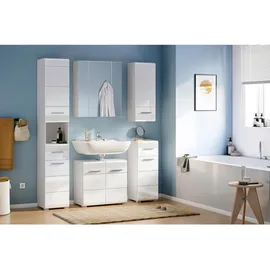 xonox.home Hochschrank Linus Hochglanz Weiß 30 cm zweitürig