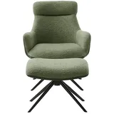 MCA Furniture Loungesessel PELION Drehstuhl mit Armlehnen - versch. Farben - Schwarz / Olive