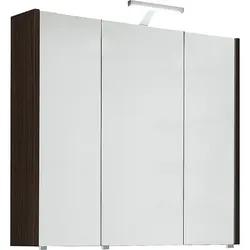 Spiegelschrank mit Beleuchtung Eiche Biber, 3 Türen, 850 x 750 x 188 mm