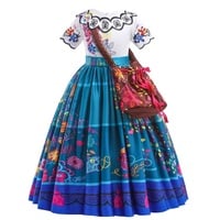 MISS & MR BM Prinzessin Kleid Mädchen - Mirabel Kostüm für Kinder - Faschingskostüme Mädchen Kleid für Geburtstage, Party, Karneval und Halloween (5-6 Jahre, 116 cm)