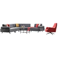 JVmoebel Ecksofa Wohnraumsofa Grau Eckcouch Sessel Polsterlandschaft Ecksofa, 2 Teile, Made in Europa grau
