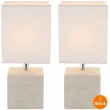 bmf-versand Tischlampe 2er Set Wohnzimmer Nachttischlampe Beige Lampenschirm Weiß