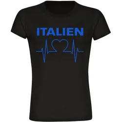 multifanshop Damen T-Shirt - Italien - Herzschlag - Druck blau - Frauen