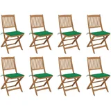 vidaXL Klappbare Gartenstühle mit Kissen 8 St. grün