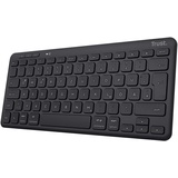 Trust Lyra Kompakte Bluetooth Tastatur, QWERTZ-Layout, 85% Recyclingkunststoff, Multi-Device Funktastatur, Wiederaufladbare Tastatur Kabellos für PC, Laptop, Mac, iPad, Android, iOS – Schwarz