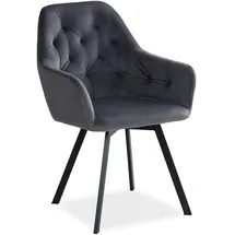 Homestyle4u Polsterstuhl mit Armlehne in Grau 2224,