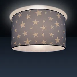 Paco Home Deckenlampe Kinderzimmer Baby Lampenschirm Stoff Rund Sterne Kinderlampe E27