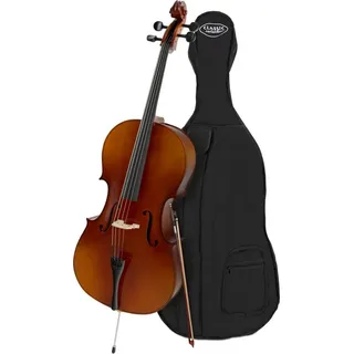 Classic Cantabile Cello Student Cello in 4/4 Größe, Komplett-Set, inkl. Tasche und Bogen, Handgefertigte Qualität