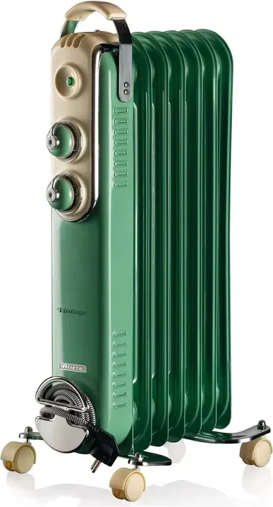 Ariete Vintage Ölheizkörper, 1500 W, 7 Lamellen, 3 Stufen, Grün