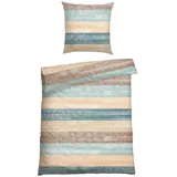 SCHIESSER Emilia Gestreift Petrol 155 x 220 cm + 80 x 80 cm