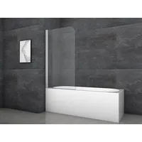 Marwell Badewannenfaltwand Silver Glow - 1-flg. 140x80cm - Duschwand für Badewanne transparent - Duschabtrennung