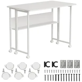 Maclean Brackets Maclean Klapptisch weiß fahrbar Platte 100x58cm max. 50kg MC-126 W - Weiß