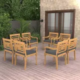 vidaXL Batavia-Stühle 8 Stk. mit Kissen Massivholz Teak Grau