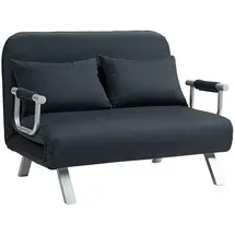 Homcom Schlafsofa Schlafcouch mit Verstellbarer Rückenlehne, Wurfkissen, 2er-Sofa mit Schlaffunktion, Samtoptik, Armlehne, Couch für Wohnzimmer, Schlafzimmer, Schwarz