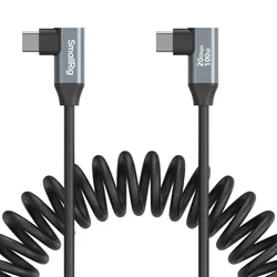 SmallRig 4793 USB-C (abgewinkelt) zu USB-C (abgewinkelt) Datenkabel mit Spirale