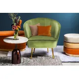 Kayoom Sessel Loulan 125, gemütlicher Cocktail-Sessel, edler Samtbezug (1-St), Cocktail-Sessel, Rückenlehne mit Ziernaht, Metallbeine in Gold grün