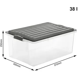 Rotho Aufbewahrungsbox Compact 57,5 x 40,0 x 25,0 cm 3-tlg. grau/transparent