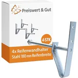 4x Reifenhalter Wand 12cm Auflage und Felgenhalter Reifen inkl Befestigung Reifenständer Felgenbaum Wandhalterung Metall
