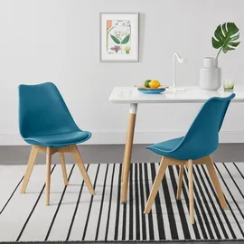 [en.casa] Esszimmerstuhl Fläten Kunstleder Türkis 6er Set