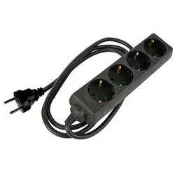 HQ Power Steckdosenleiste, 4 Schutzkontakt-Steckdosen, Kabel 5 m, 3G1.5, Schrumpfschlauch zum Etikettieren, Innenbereich, Schwarz