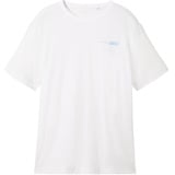 TOM TAILOR Herren T-Shirt mit kleinem Logo-Print, 20000 - White, L
