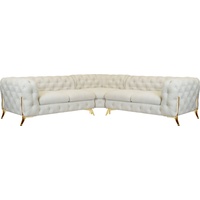 Leonique Chesterfield-Sofa »Amaury L-Form«, Chesterfield-Optik, Breite/Tiefe je 262 cm, Fußfarbe wählbar beige