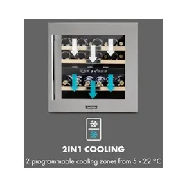 Klarstein Vinsider 36 Weinkühlschrank 2 Kühlzonen 5-22°C 94l Edelstahl