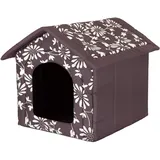 PillowPrim Hundehütte Hundehöhle Hundebett Hundehaus Katzenhöhle mittle L - 52x46 cm braun geblümt