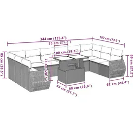 vidaXL Gartensofa-Set 11-tlg. grau