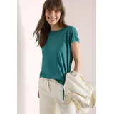 Cecil Rundhalsshirt CECIL, Damen, Gr. M (40), jungle grün, Web, 50% Baumwolle, 50% Modal, unifarben, comfort fit normal, U-Boot-Ausschnitt, abgesteppt, Shirts Rundhalsshirt, mit Raffung