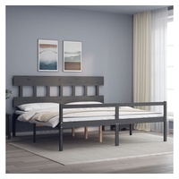 furnicato Bett Seniorenbett mit Kopfteil 200x200 cm Grau Massivholz grau
