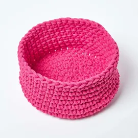 Homescapes Aufbewahrungskorb Gestrickt 37 x 37 x 21 cm pink