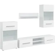 vidaXL Wohnwand TV-Möbel 5-tlg. 0 cm Weiß Holzwerkstoff