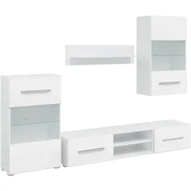 vidaXL Wohnwand TV-Möbel 5-tlg. 0 cm Weiß Holzwerkstoff