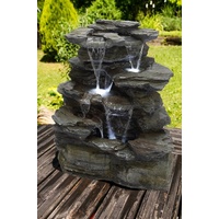 Köhko Springbrunnen Greifensteine Gartenbrunnen in Naturstein-Optik mit LED-Beleuchtung