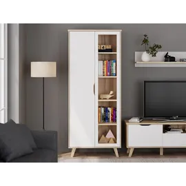 Forte Vitrine Vankka 84,7 x 42 x 201,5 cm Beige/Weiß