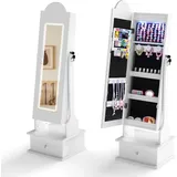 Schmuckschrank Für Kinder Mit Spiegel Und Led-beleuchtung, Weiß