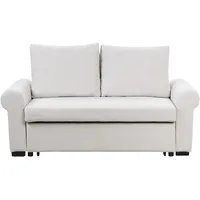 Beliani 2-Sitzer Schlafsofa Leinenoptik hellbeige SILDA
