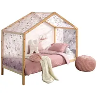 58 aufm Kessel Hausbett mit Textilhimmel Kapua 210x97x170 Massivholz Natur
