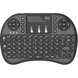 Rii Mini i8+ Wireless-Tastatur Mit Touchpad Und Hintergrundbeleuchtung für Smart TV, PC, HTPC, Konsole, Computer (Italienisches Layout) (NERO)