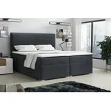 Deine Möbel 24 Boxspringbett BASIC 160x200 cm Anthrazit Graphit Komplettbett inkl Taschenfederkernmatratzen 7 Zonen H4 Polsterbett Ehebet Topper - Grau