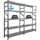 Proregal Fachbodenregal Silber, Metall, 240x200x40 cm, Freizeit, Heimwerken, Werkstatt, Schwerlastregale