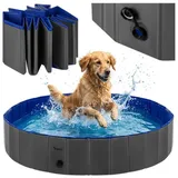Purlov Hundepool Schwimmbecken Hundebecken Pool, (Spar-Set, 1-tlg., faltbar), Wände sind mit extra robusten Faserplatten verstärkt blau|schwarz