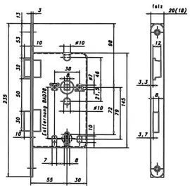 SACHSISCHE SCHLOSSFABRIK E.Schl.Innent. 55/78WC/20 20 rd silb.L, f+r Metall