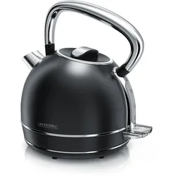 Arendo Wasserkocher mit Temperatureinstellung, 1,7 l, 2200 W, Edelstahl Retro Style Vintage, Überhitzung & Trockenkochschutz, schwarz